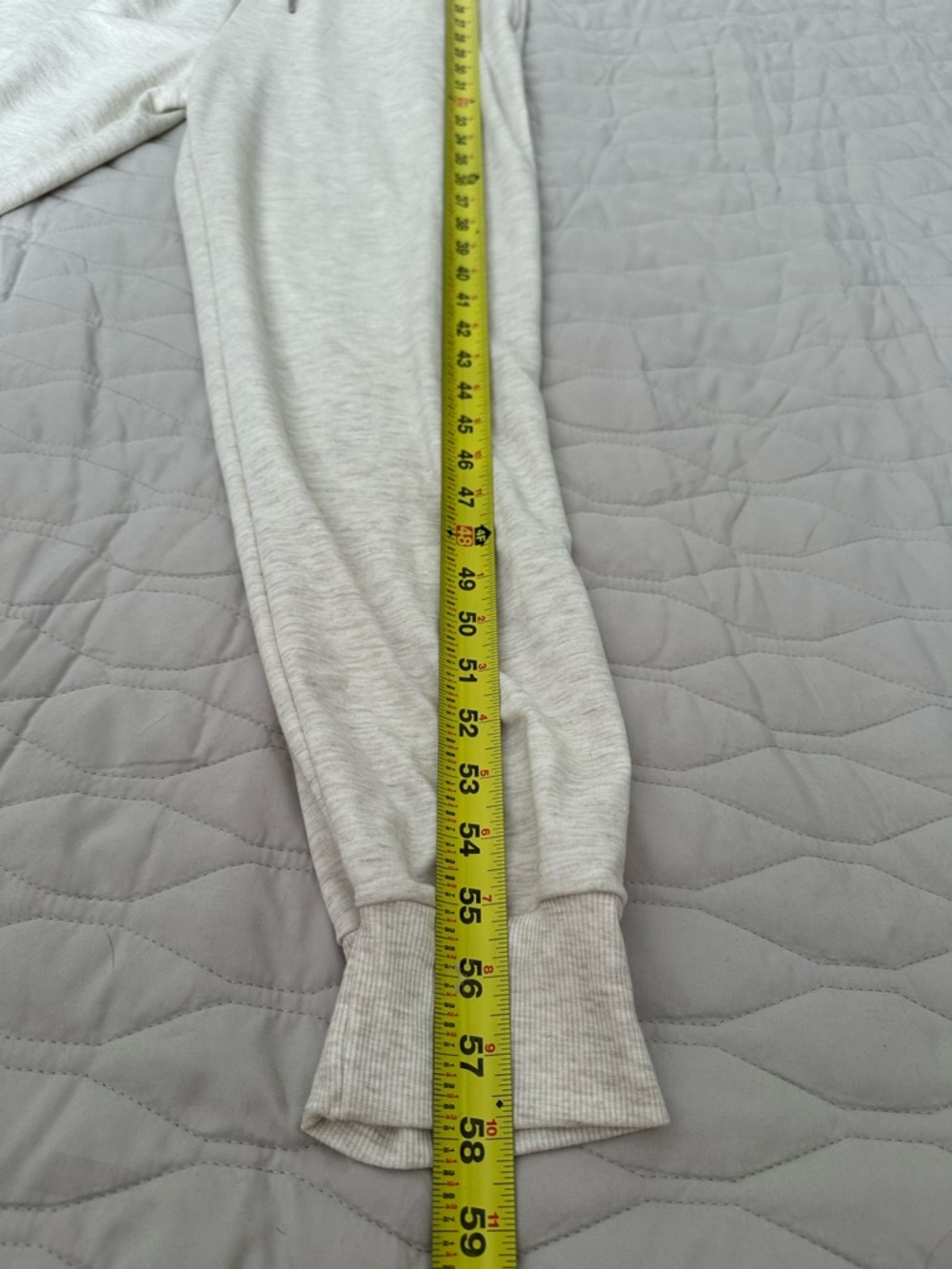 EUC Cream Heathered Sleeveless Drawstring Jumpsuit Lounge Full Length Sz Large - Picture 8 of 8